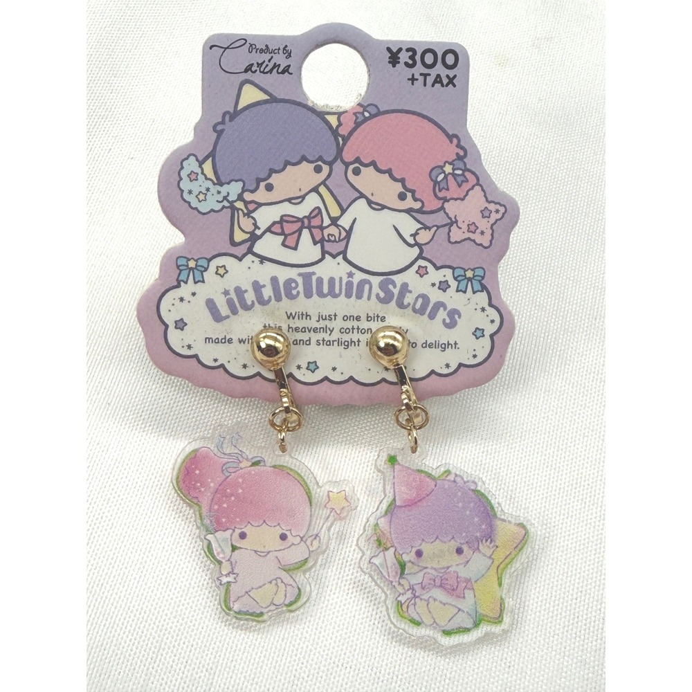 Sanrio Little Twin Stars Kiki Lala Acrylic Clip On Earrings Japan Exclusive New
